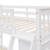 Twin Over Full Bunk Bed With 6 Drawers And Flexible Shelves, Bottom Bed With Wheels - White