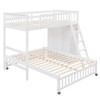 Twin Over Full Bunk Bed With 6 Drawers And Flexible Shelves, Bottom Bed With Wheels - White
