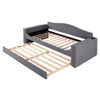Twin Size Upholstered Daybed With Storage Armrests, Trundle And Latest Integrated Bluetooth Audio System - Gray