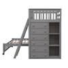 Twin Over Full Bunk Bed With 6 Drawers And Flexible Shelves, Bottom Bed With Wheels - Gray