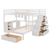 Full Over Twin Bunk Bed With Desk, Drawers And Shelves - White