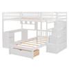 Full Over Twin Bunk Bed With Desk, Drawers And Shelves - White