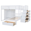 Full Over Twin Bunk Bed With Wardrobe, Drawers - White