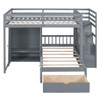 Full Over Twin Bunk Bed With Wardrobe, Drawers - Gray
