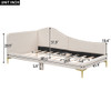 Twin Size Upholstered Daybed With Headboard And Armrest - Beige