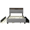 Full Size Upholstered Platform Bed With Storage Headboard, Twin Size Trundle & 2 Drawers And A Set Of Sockets & USB Ports - Gray