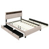 Queen Size Upholstered Platform Bed With Storage Headboard, Twin Long Size Trundle & 2 Drawers And A Set Of Sockets & USB Ports - Beige