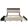 Queen Size Upholstered Platform Bed With Storage Headboard, Twin Long Size Trundle & 2 Drawers And A Set Of Sockets & USB Ports - Beige