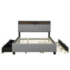 Queen Size Upholstered Platform Bed With Storage Headboard, Twin Long Size Trundle & 2 Drawers And A Set Of Sockets & USB Ports - Gray