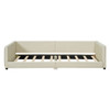 Queen & Twin Long Size Upholstered Platform Bed, Mother & Child Bed - Beige