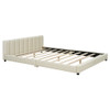Queen & Twin Long Size Upholstered Platform Bed, Mother & Child Bed - Beige