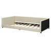 Queen & Twin Long Size Upholstered Platform Bed, Mother & Child Bed - Beige