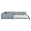 Queen & Twin Long Size Upholstered Platform Bed, Mother & Child Bed - Gray