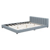 Queen & Twin Long Size Upholstered Platform Bed, Mother & Child Bed - Gray