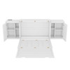 Full Size Murphy Bed With Shelves, Cabinets And USB Ports - White
