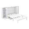 Full Size Murphy Bed With Shelves, Drawers And USB Ports - White