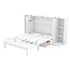 Full Size Murphy Bed With Shelves, Drawers And USB Ports - White