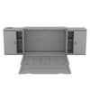 Full Size Murphy Bed With Shelves, Cabinets And USB Ports - Gray