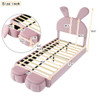 Twin Size Upholstered Platform Bed With Cartoon Ears Shaped Headboard And Light - Pink