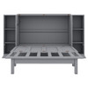 Full Size Murphy Bed With Shelves, Drawers And USB Ports - Gray