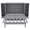 Full Size Murphy Bed With Shelves, Drawers And USB Ports - Gray