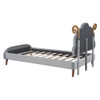 Twin Size Upholstered Platform Bed With Sheep Shaped Headboard - Gray