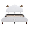 Full Size Upholstered Platform Bed With Sheep Shaped Headboard - White
