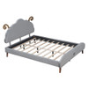 Full Size Upholstered Platform Bed With Sheep Shaped Headboard - Gray