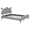 Full Size Upholstered Platform Bed With Sheep Shaped Headboard - Gray