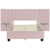 Full Size Upholstered Platform Bed With Big Headboard - Pink