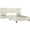 Queen Size Upholstered Platform Bed With Big Headboard - Beige