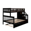 Twin Over Full Bunk Bed With Twin Size Trundle, Storage And Guard Rail For Bedroom - Espresso