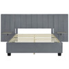 Queen Size Upholstered Platform Bed With Big Headboard - Gray