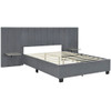 Queen Size Upholstered Platform Bed With Big Headboard - Gray
