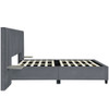 Queen Size Upholstered Platform Bed With Big Headboard - Gray