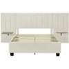 Full Size Upholstered Platform Bed With Big Headboard - Beige
