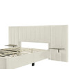 Full Size Upholstered Platform Bed With Big Headboard - Beige
