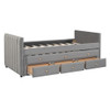 Twin Size Upholstered Daybed With Twin Size Trundle And Drawers - Gray