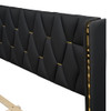 Queen Size Upholstered Platform Bed With Strips - Black