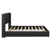 Queen Size Upholstered Platform Bed With Strips - Black