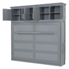 Queen Size Murphy Modern Bed With Top Cabinets For Space Saving And Comfort - Gray