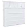 Queen Size Murphy Modern Wall Bed With Top Cabinets, Space Saving Design - White