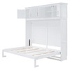 Full Size Space Saving Murphy Wall Bed With Top Cabinets, Flexible Slats - White