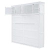 Full Size Space Saving Murphy Wall Bed With Top Cabinets, Flexible Slats - White
