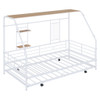 Twin Size House Bed With Trundle - White