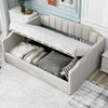 Full Upholstered Daybed With Underneath Storage - Beige