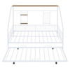 Full Size House Bed With Trundle - White