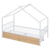 Twin Size Playhouse Design Bed With 2 Drawers - White