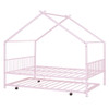 Full Size House Bed With Twin Size Trundle - Pink