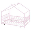 Full Size House Bed With Twin Size Trundle - Pink